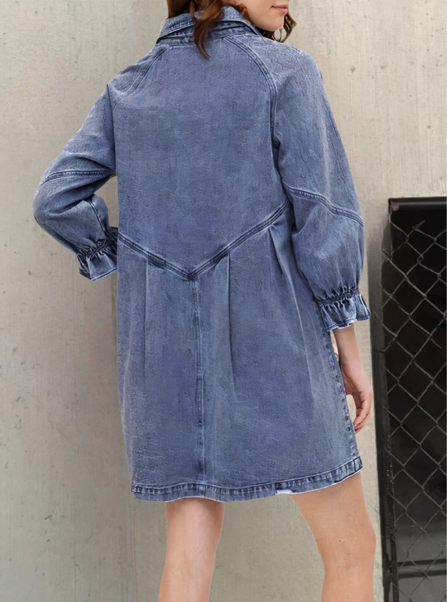 Jeanne – Robe denim à manches longues avec allure urbaine