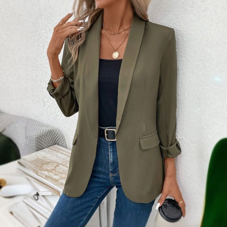 Olivia – Veste vert olive à manches longues