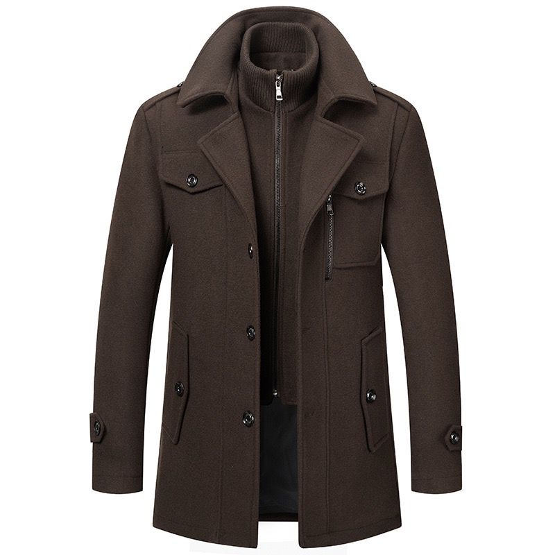 Laurent - Manteau Élégant Long Col Montant