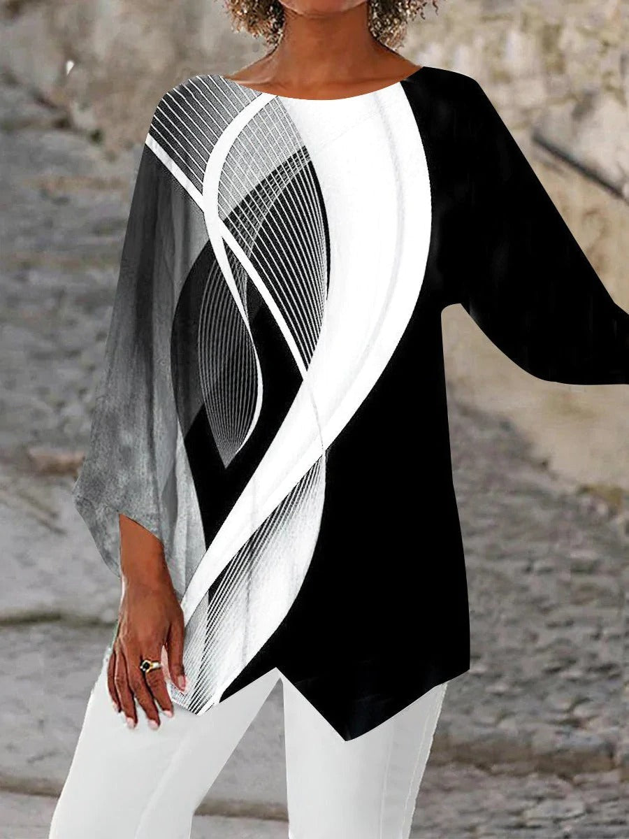 Victoire - Tunique Imprimée Asymétrique Fluide Femme