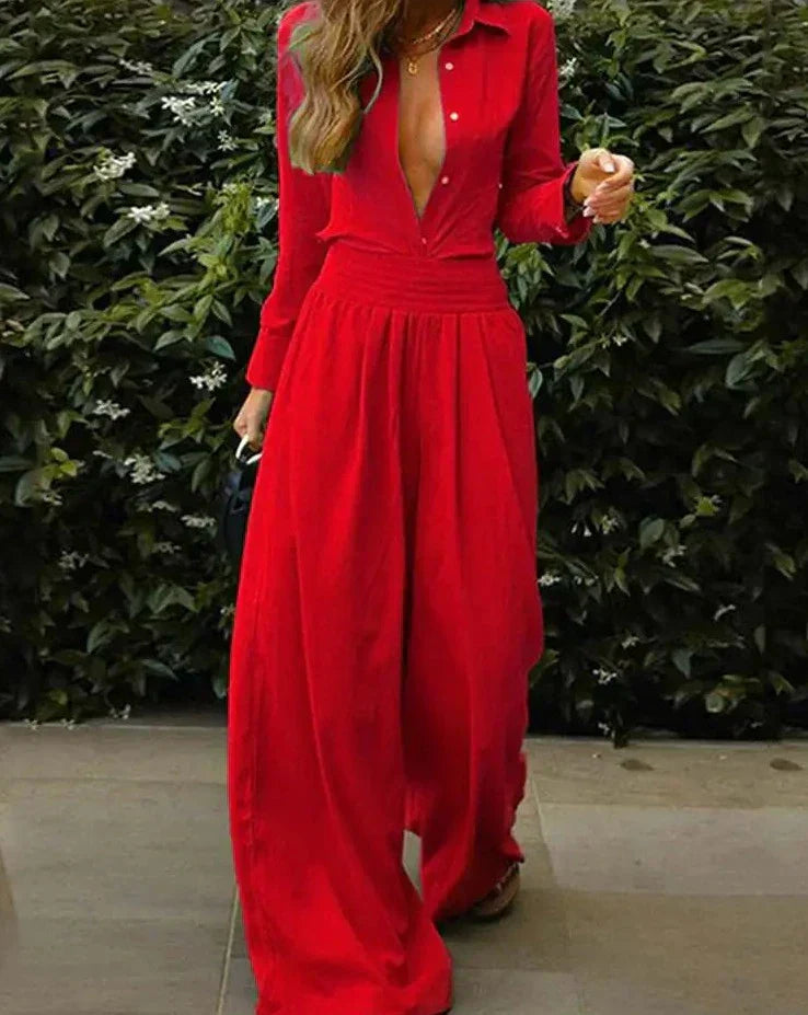 Boutique - Combinaison Longue Vintage Avec Taille Élastique