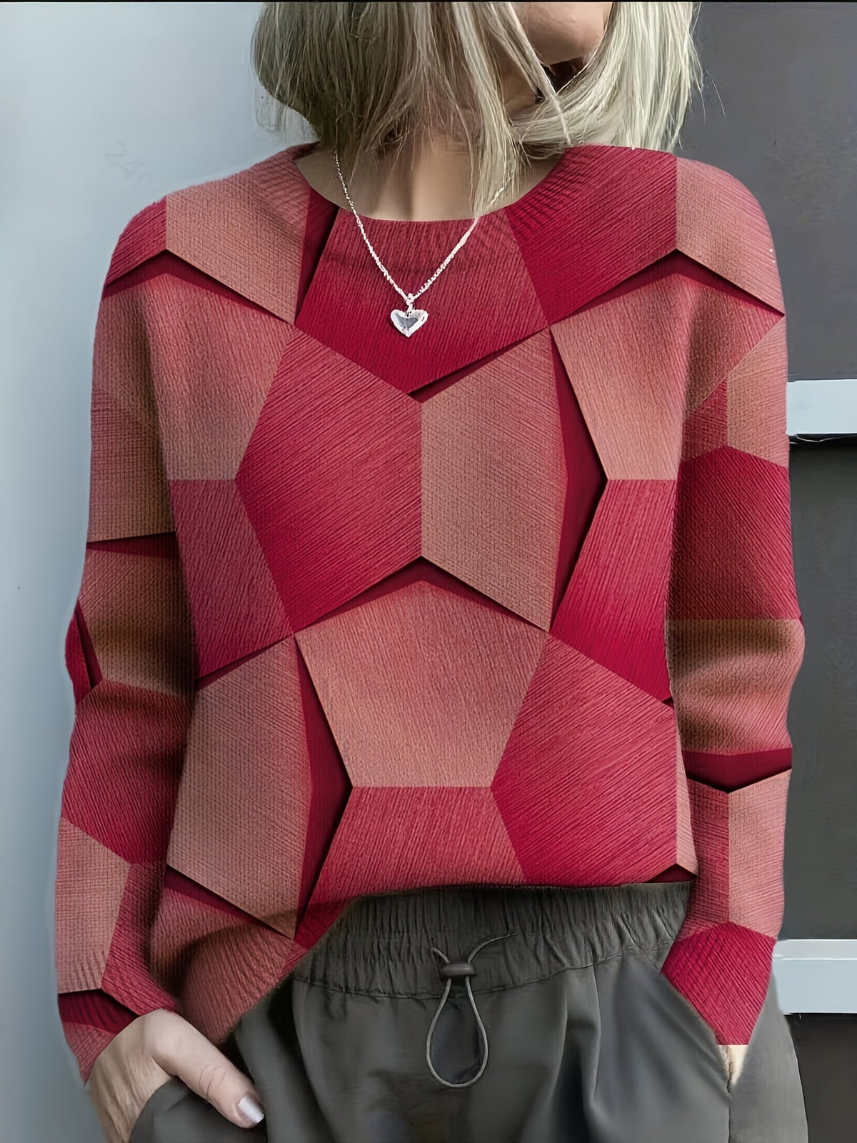 Sylvie - Pull Chic Imprimé Géométrique