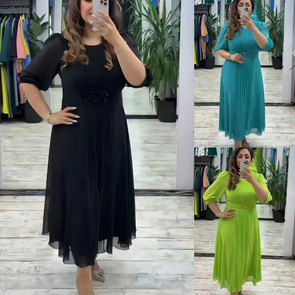 Delphine - Robe Mi-Longue Femme Élégante
