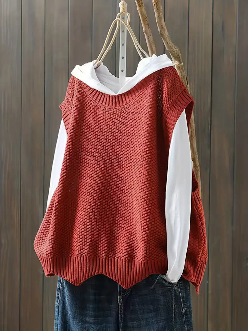 Marie - Pull ras du cou sans manches pour femme