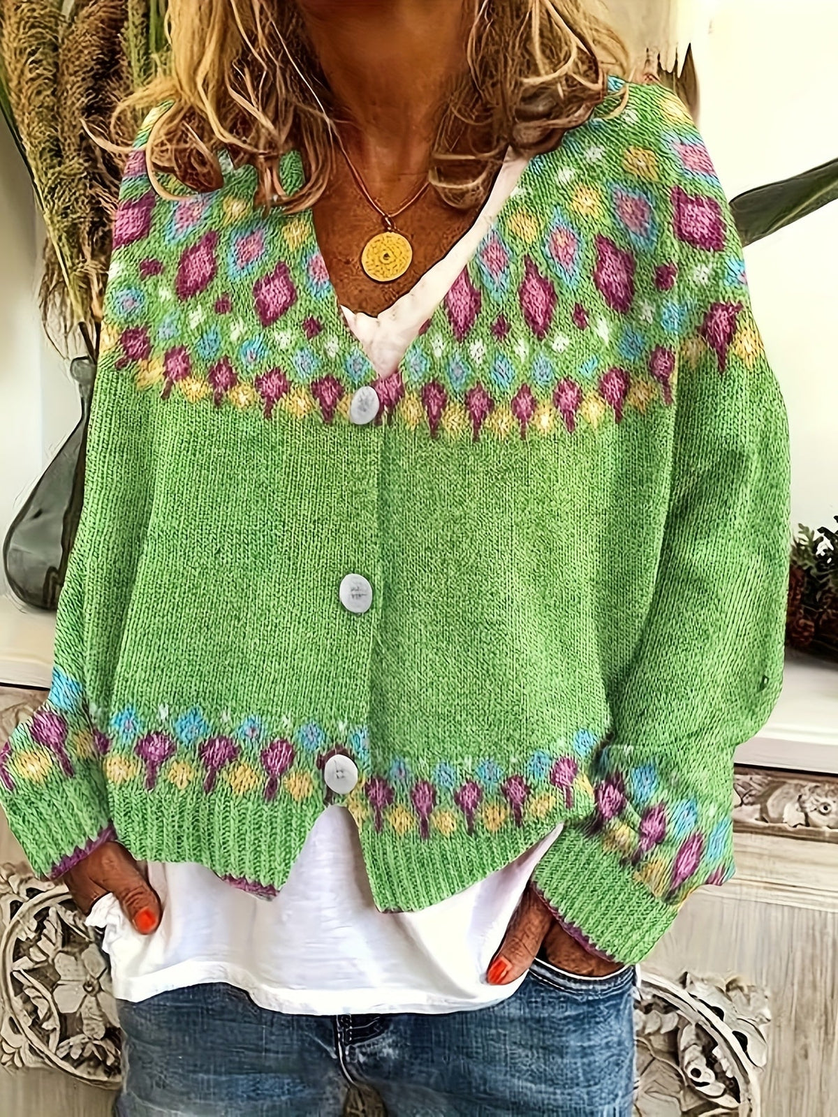 Élodie - Cardigan Féminin Bohème Col V