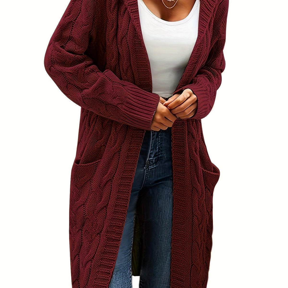 Aurélie - Cardigan Élégant Maxi Torsadé