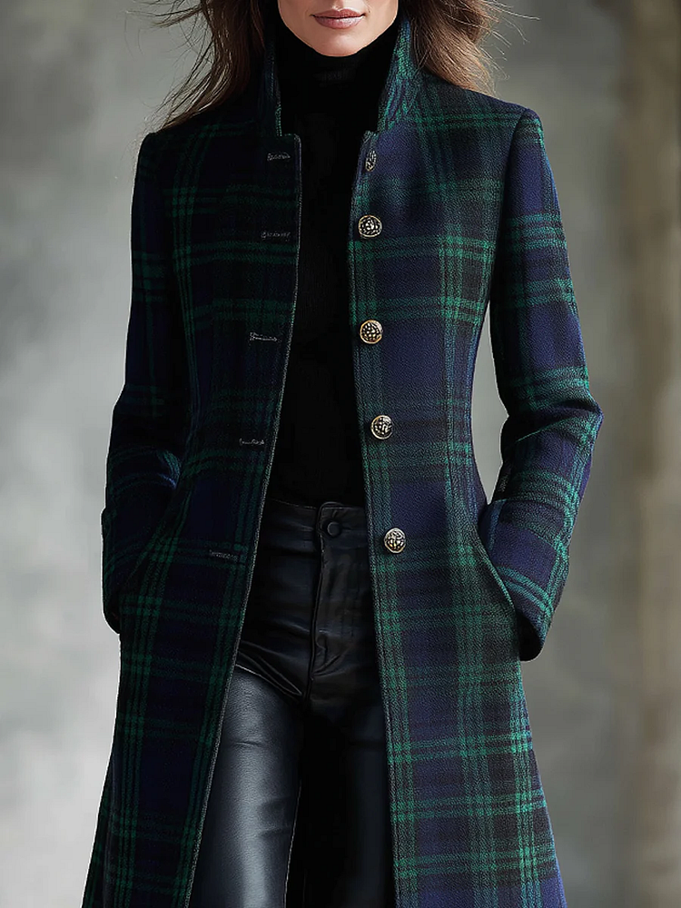 Nathalie | Manteau Élégant Laine Carreaux