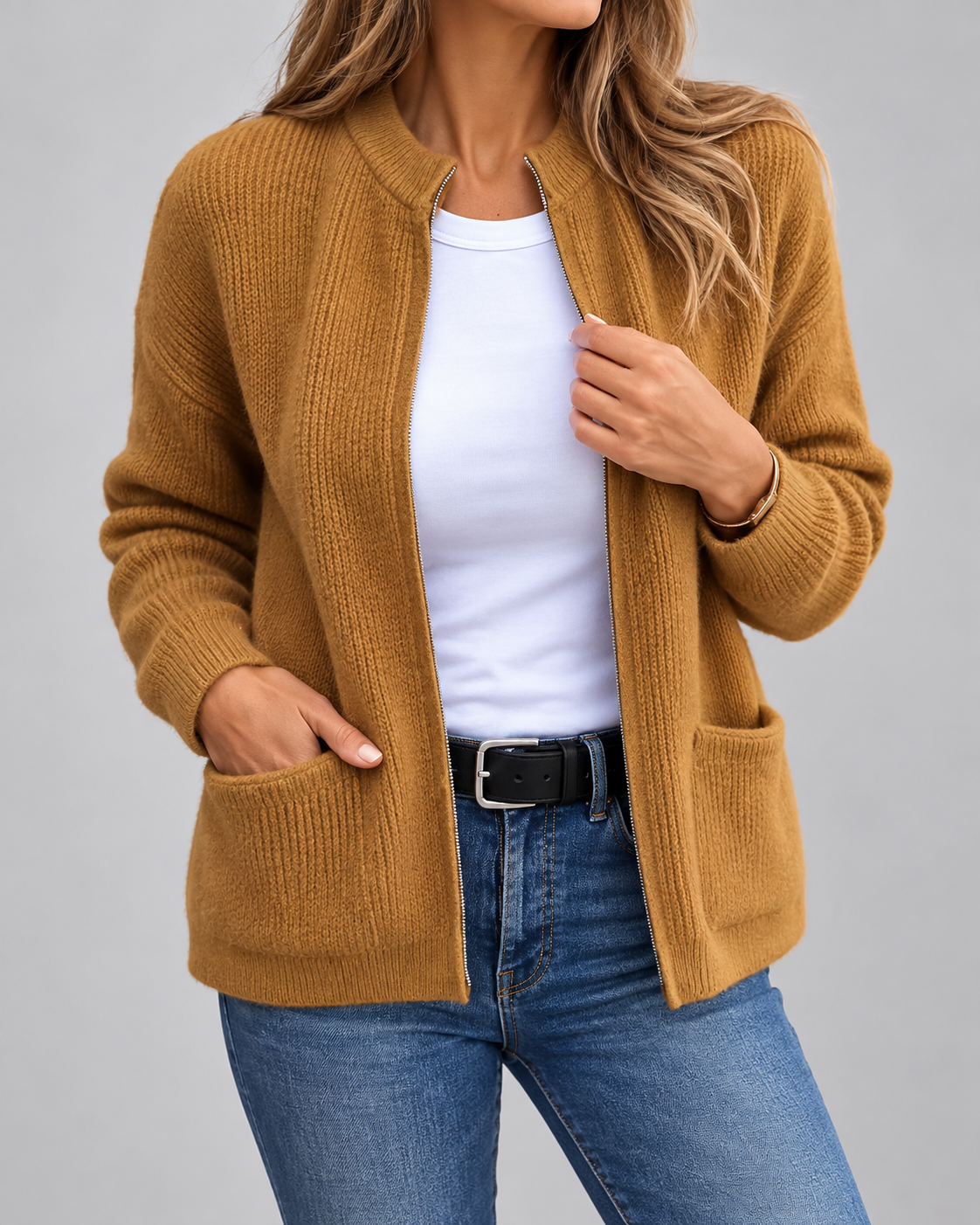Isabelle - Cardigan Élégant Zippé Oversize