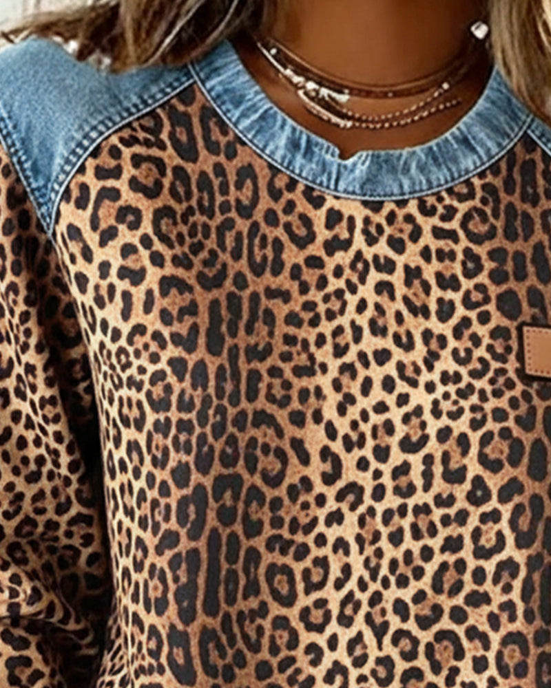 Sylvie - Pull Chic Léopard Patchwork