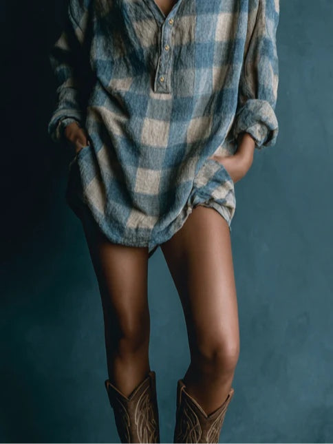 Robe Chemise Femme À Carreaux Oversize - Sophie
