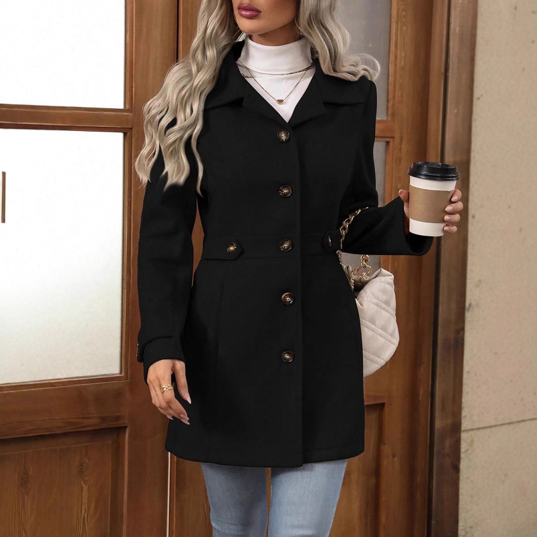 Karine | Manteau Élégant Mi-Long Laine