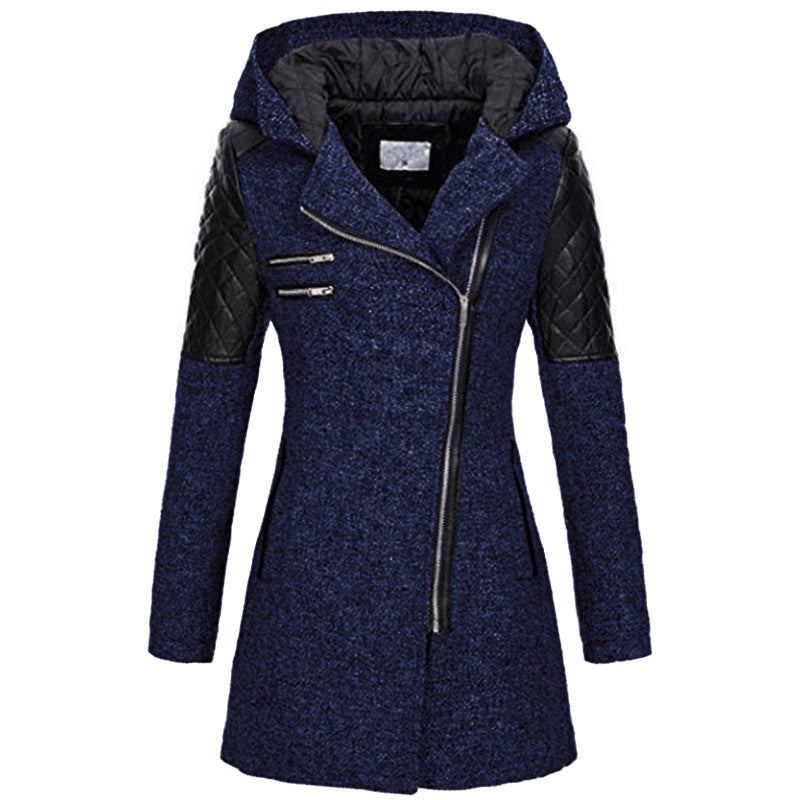 Manon - Manteau Élégant Long Zippé Asymétrique