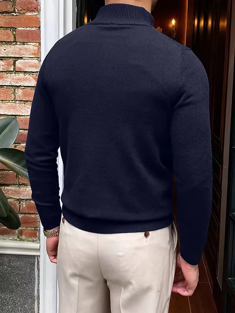 Christophe - Pull Élégant Ajusté Col Montant