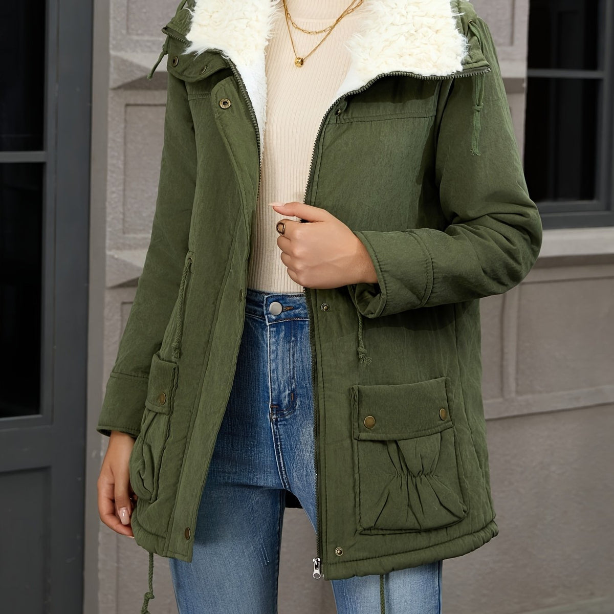 Sylvie - Parka Féminine Courte Col Fourré