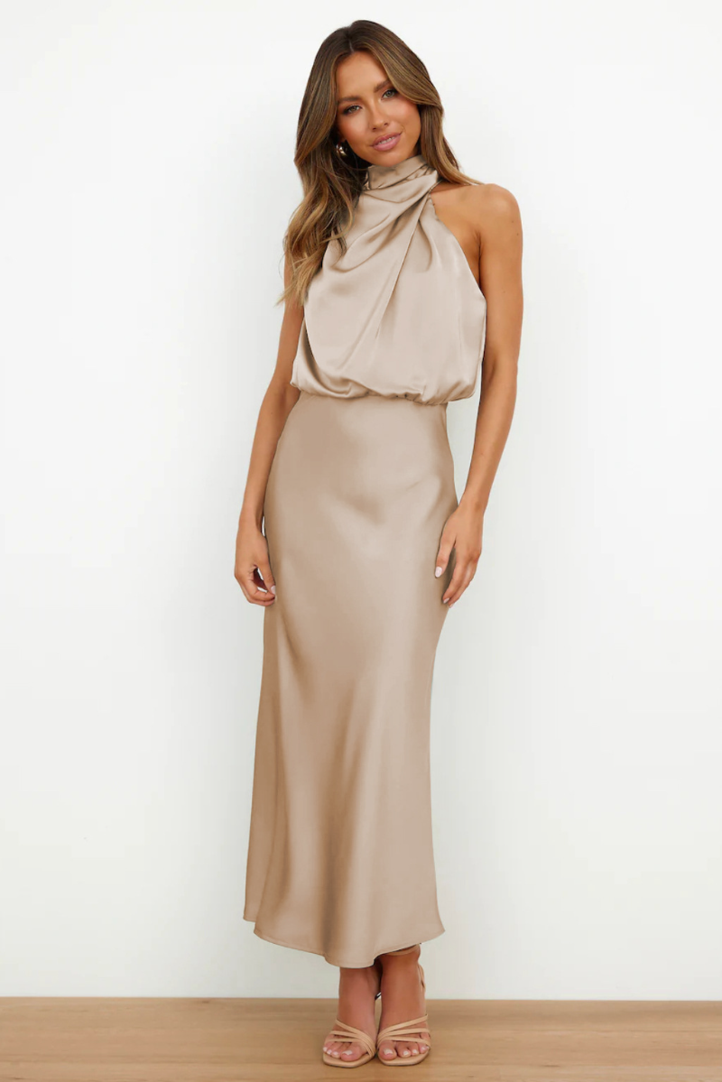 Robe Midi Femme en Satin Dos Nu - Aurélie
