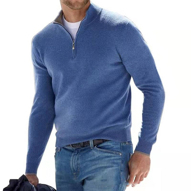 Julien - Pull Élégant Col Montant Zippé