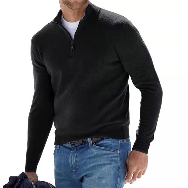 Julien - Pull Élégant Col Montant Zippé