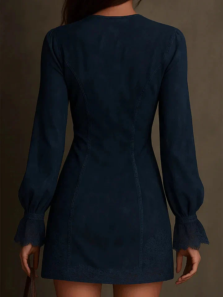 Isabelle - Robe Courte Femme en Suède et Dentelle