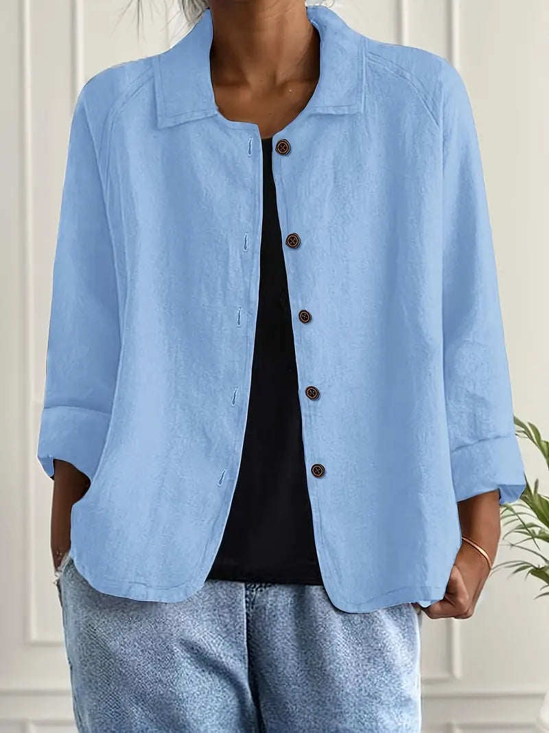 Sylvie | Cardigan Élégant Col Chemise Boutonné