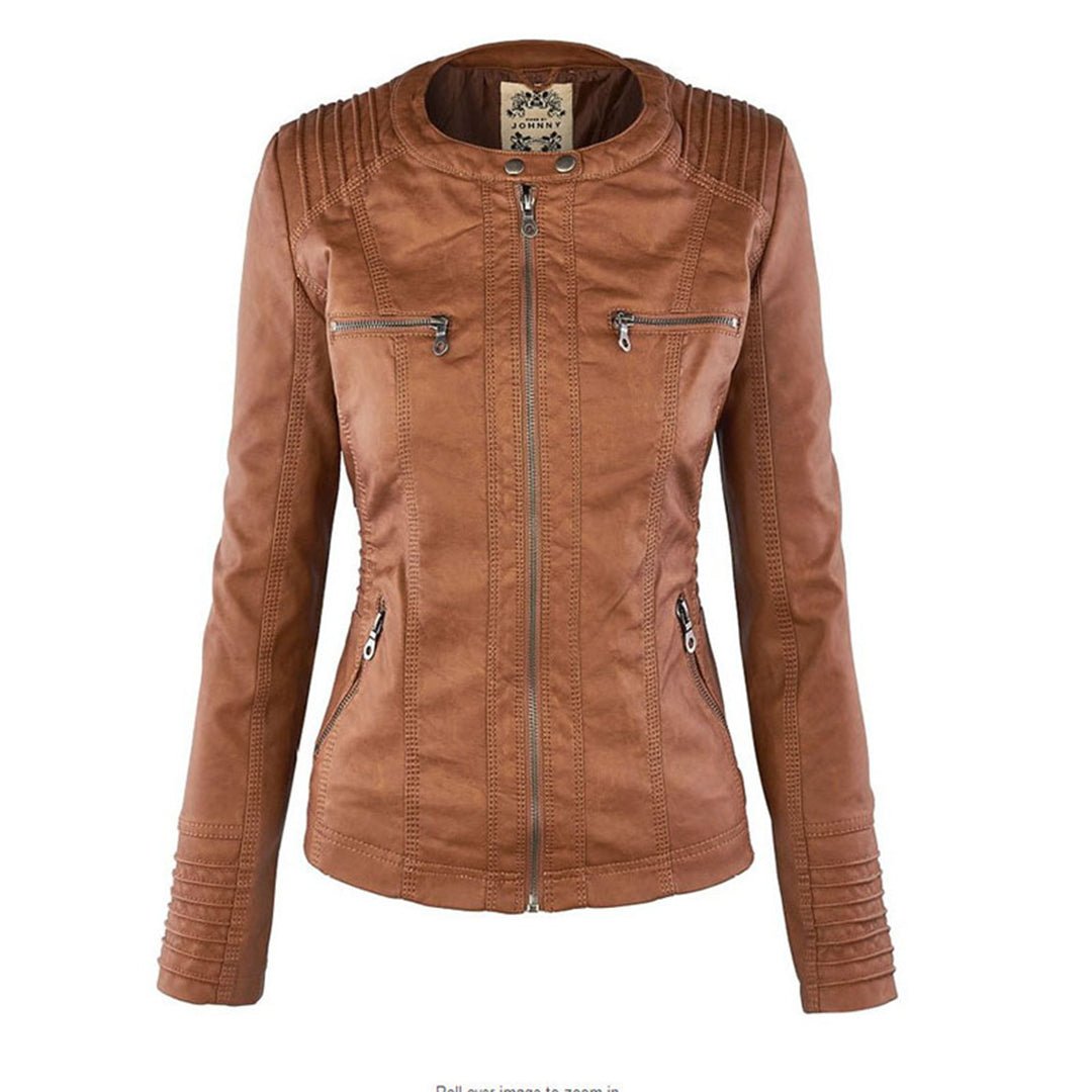 Aurélie - Veste Chic Cuir Capuche