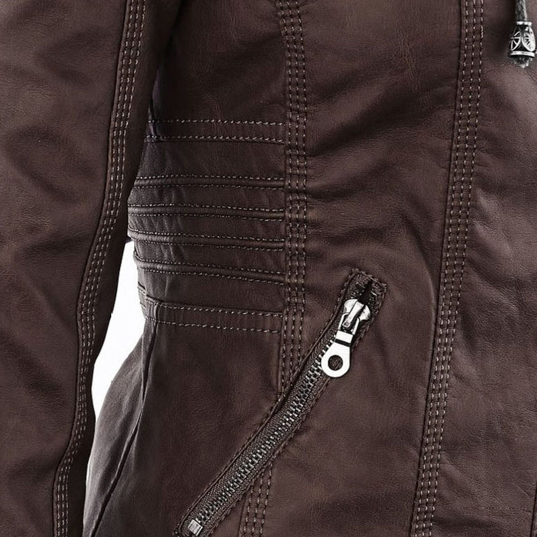 Aurélie - Veste Chic Cuir Capuche