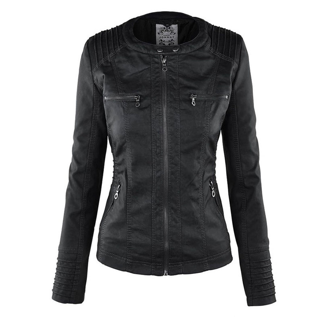 Aurélie - Veste Chic Cuir Capuche