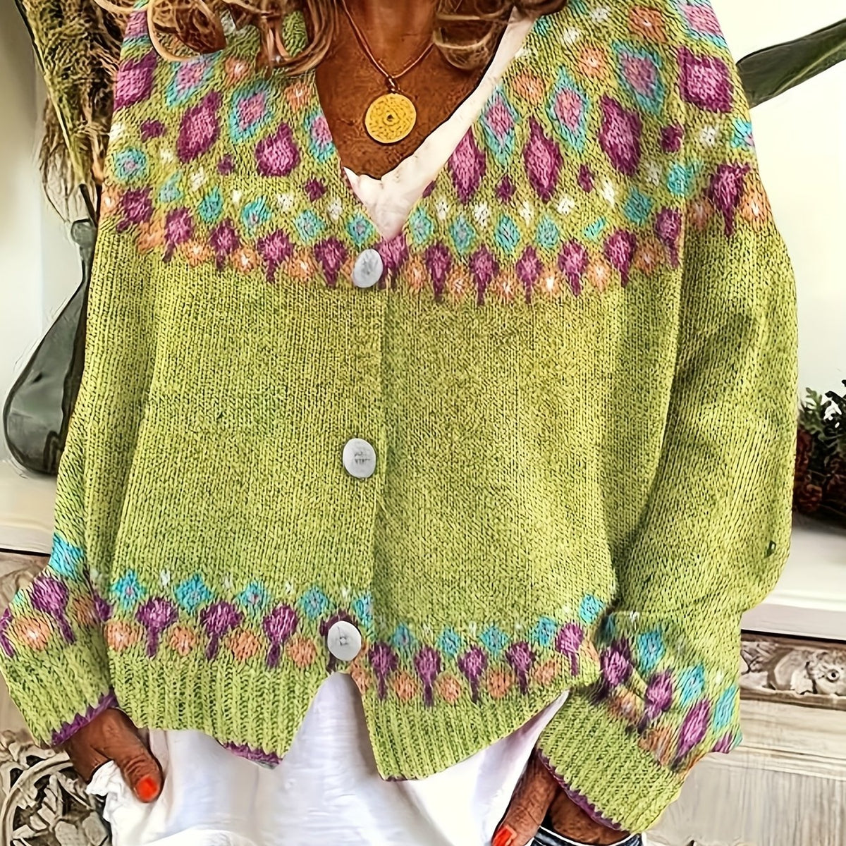 Élodie - Cardigan Féminin Bohème Col V