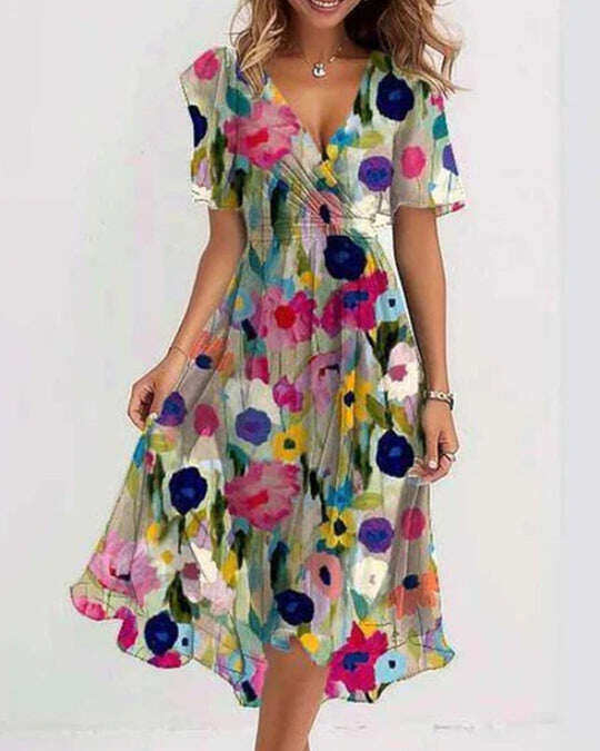 Robe Midi Femme Fleurie d'Été - Louise