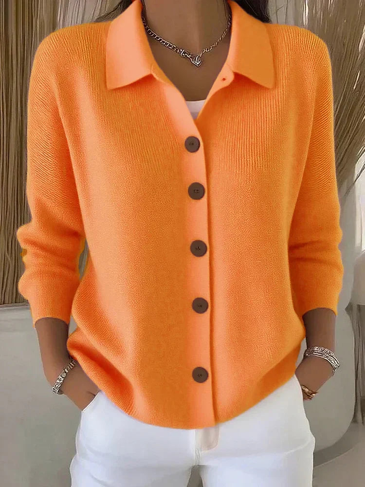 Delphine | Cardigan Élégant Maille Col Polo