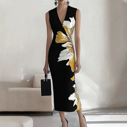 Robe Midi Femme Cintrée Fleurie - Inès