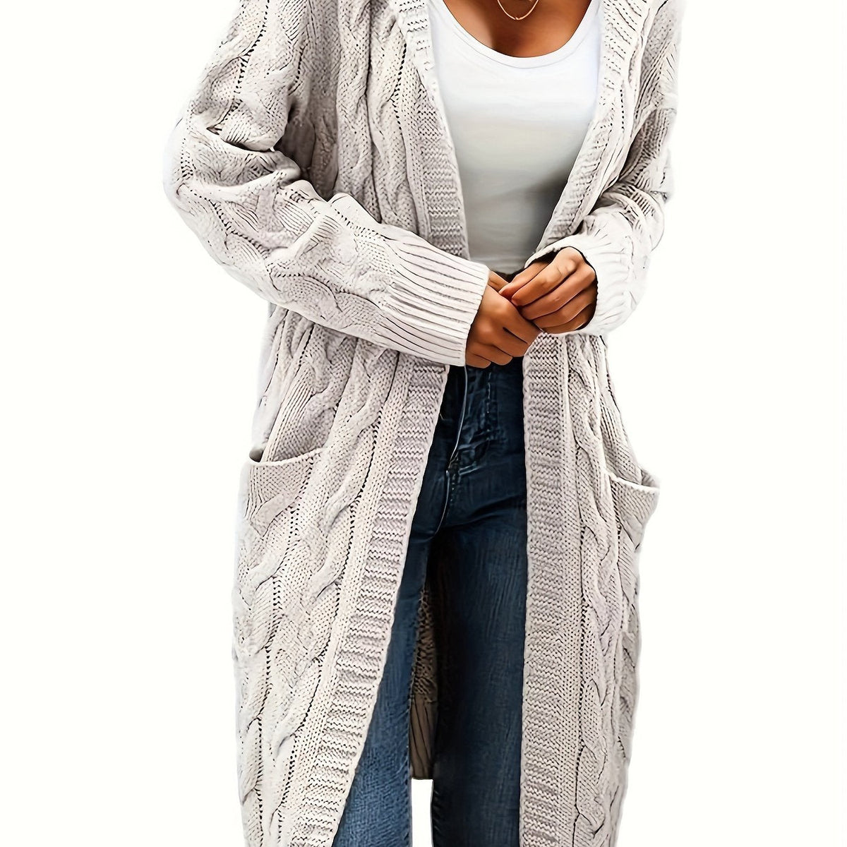 Aurélie - Cardigan Élégant Maxi Torsadé