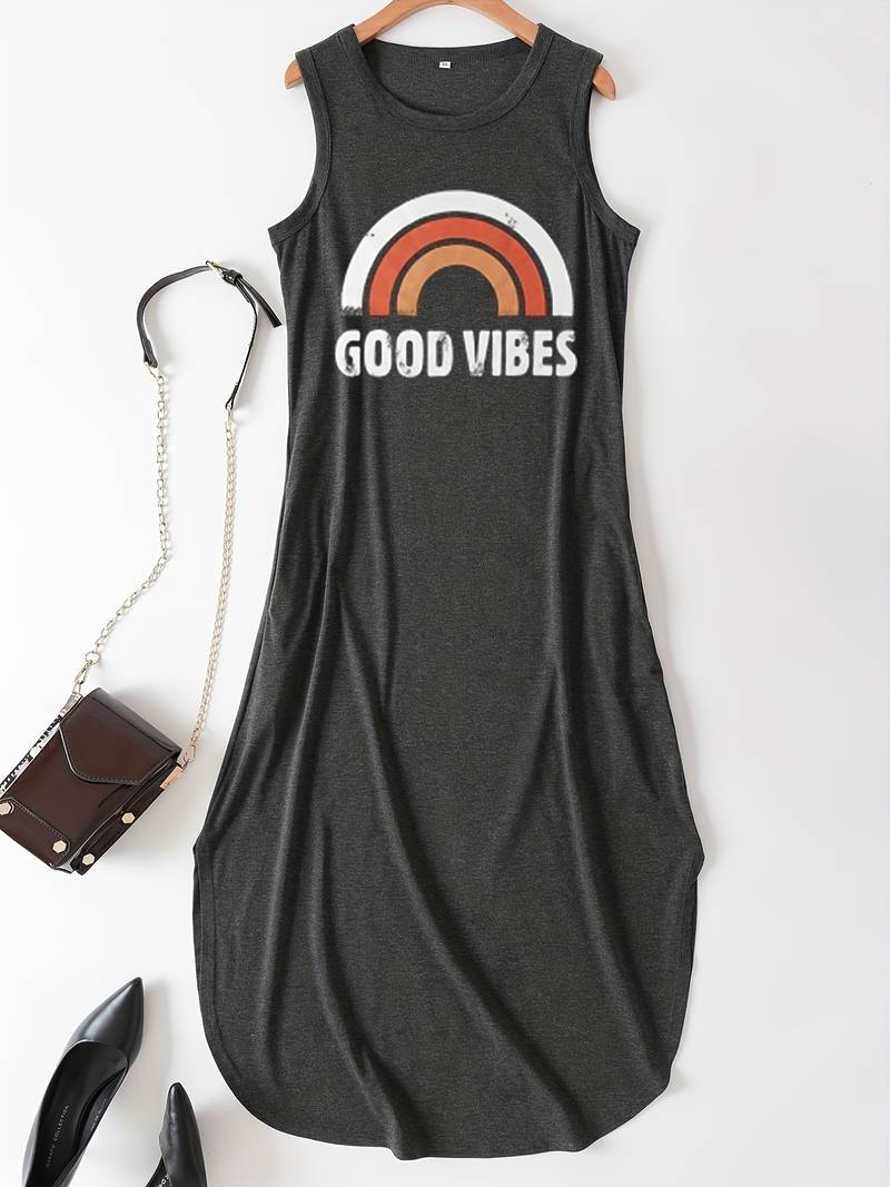 Good Vibes - Robe longue avec lettre imprimée