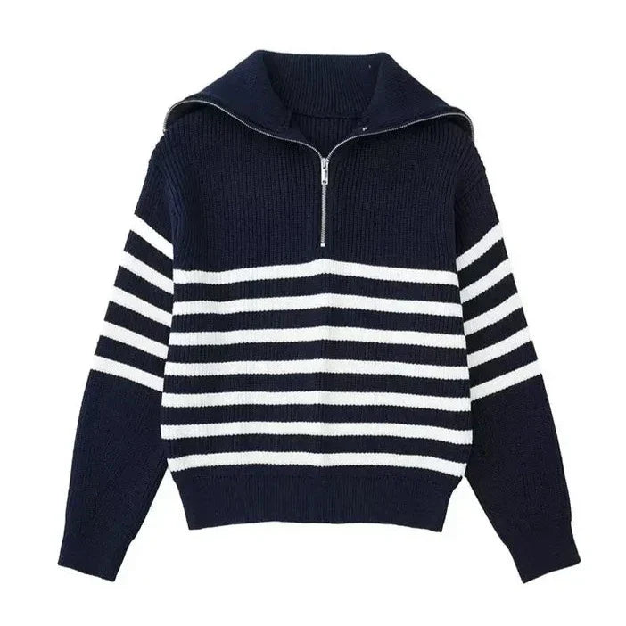 Antoine - Pull Chic Rayé Col Zippé