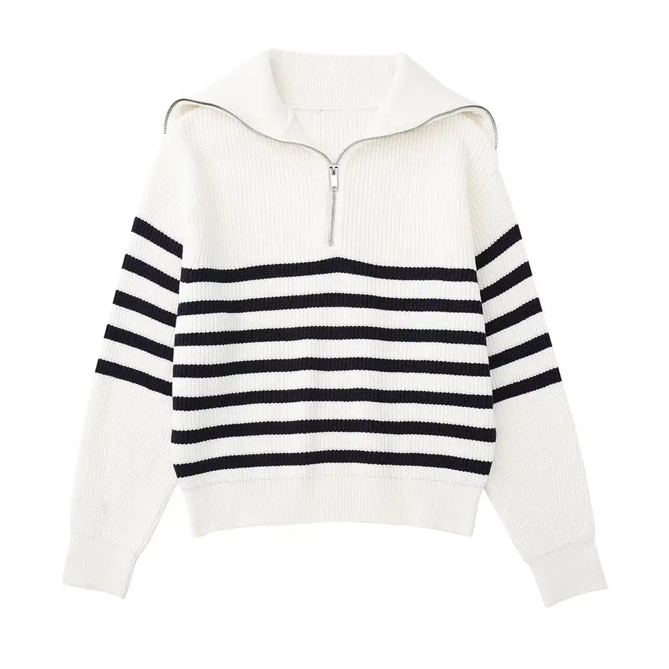 Antoine - Pull Chic Rayé Col Zippé