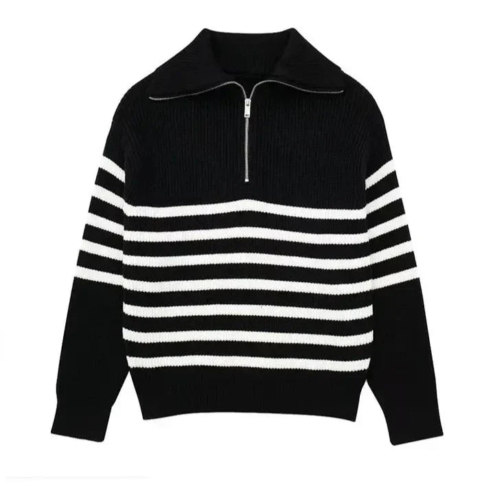 Antoine - Pull Chic Rayé Col Zippé