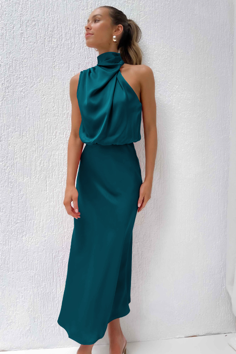 Robe Midi Femme en Satin Dos Nu - Aurélie