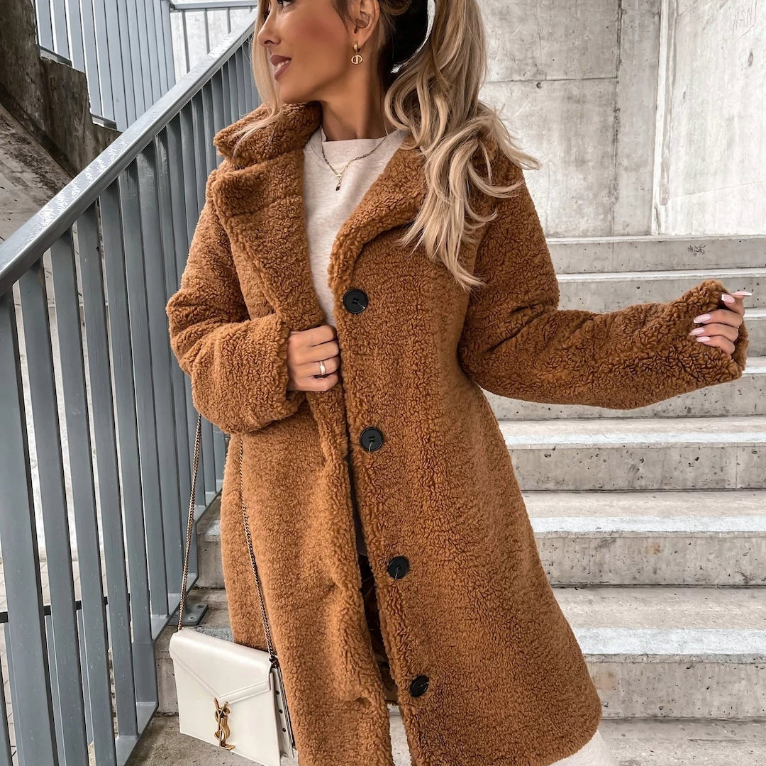 Inès - Manteau femme long teddy