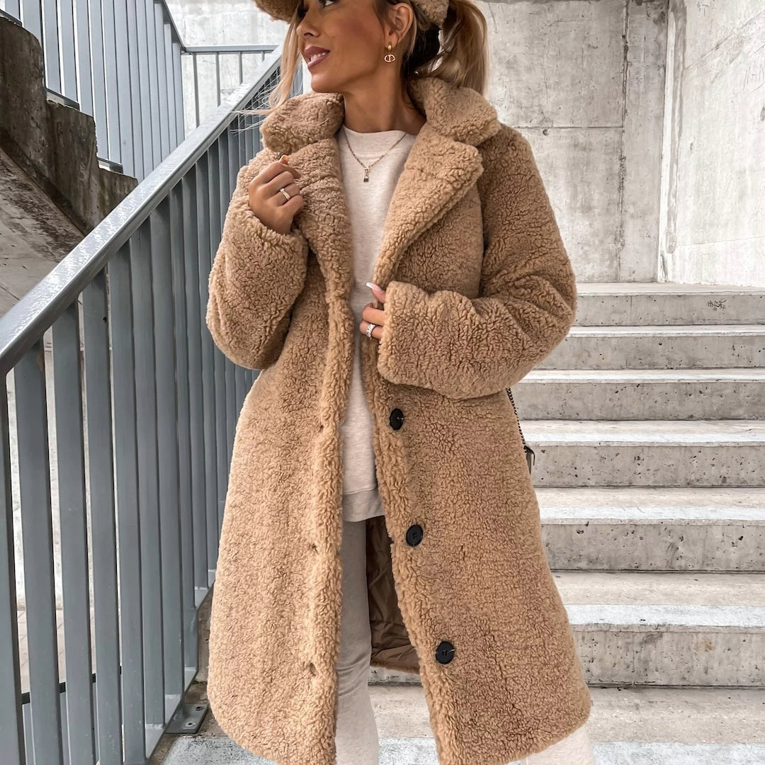 Inès - Manteau femme long teddy