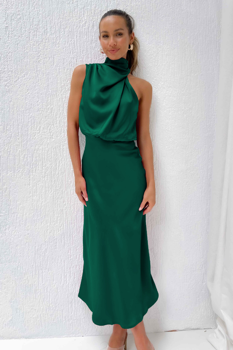 Robe Midi Femme en Satin Dos Nu - Aurélie