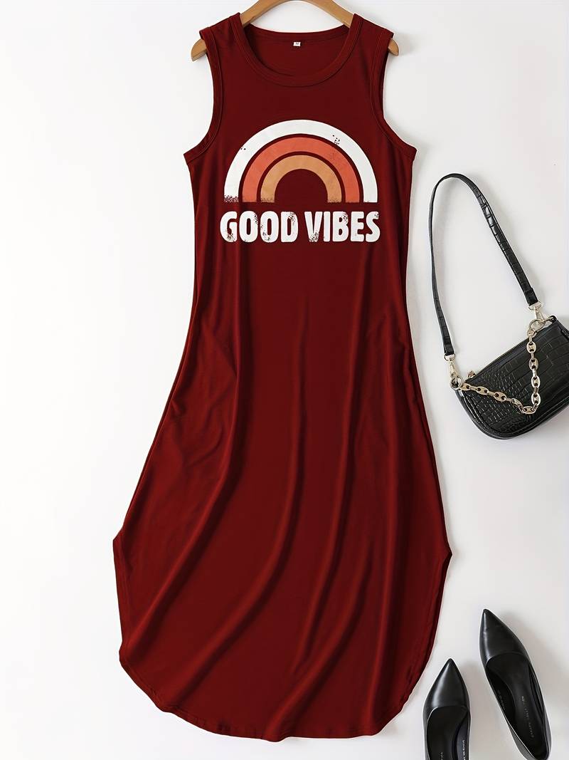 Good Vibes - Robe longue avec lettre imprimée