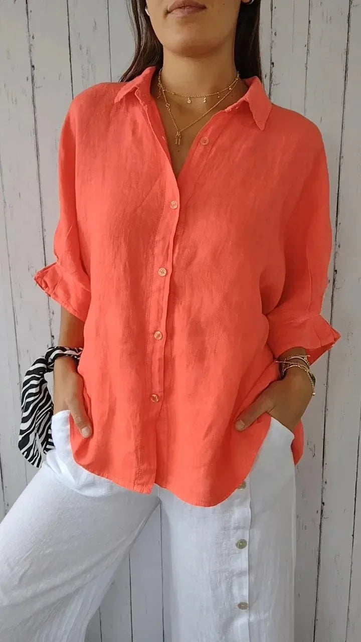 Nathalie - Blouse Lin Légère Boutonnée Femme