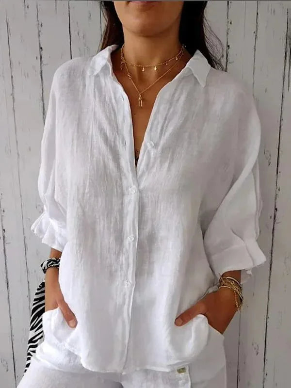 Nathalie - Blouse Lin Légère Boutonnée Femme