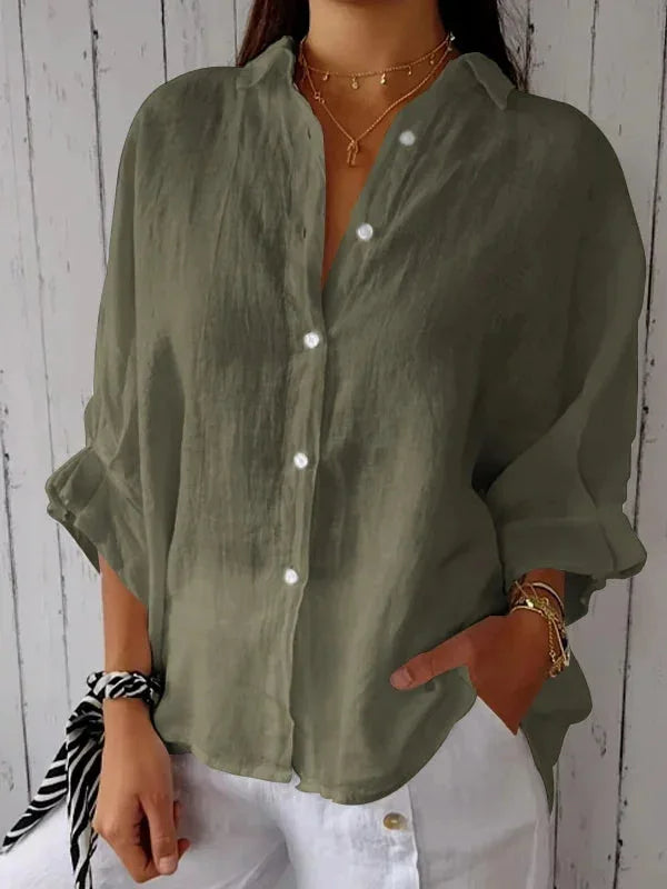 Nathalie - Blouse Lin Légère Boutonnée Femme