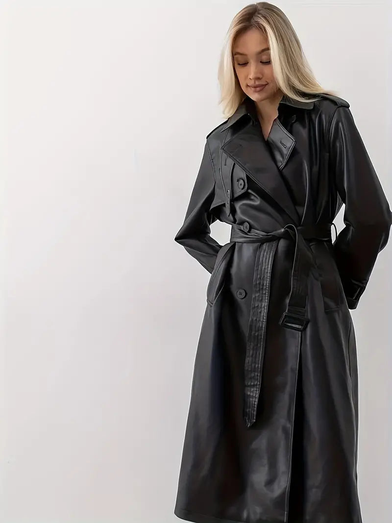 Nathalie | Trench Chic Cuir Ceinturé