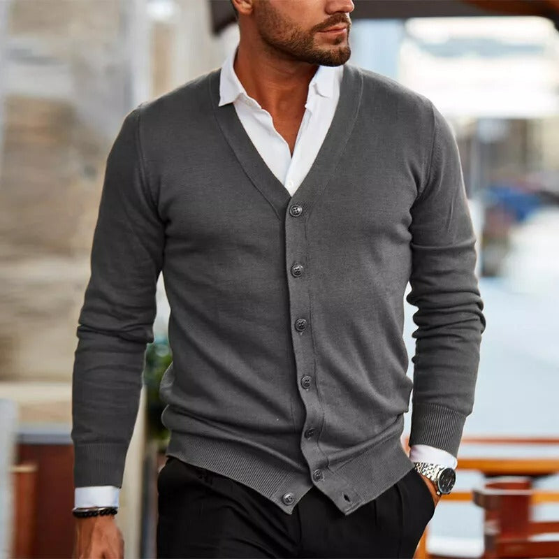 Laurent - Cardigan Tricoté Élégant Homme