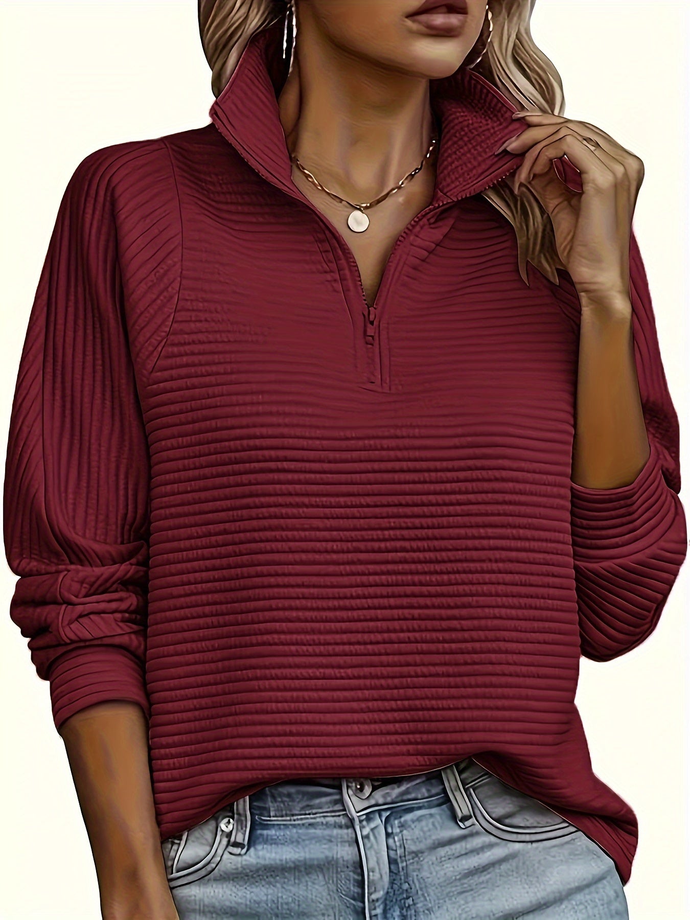 Camille - Sweat Chic Col Zippé Texturé