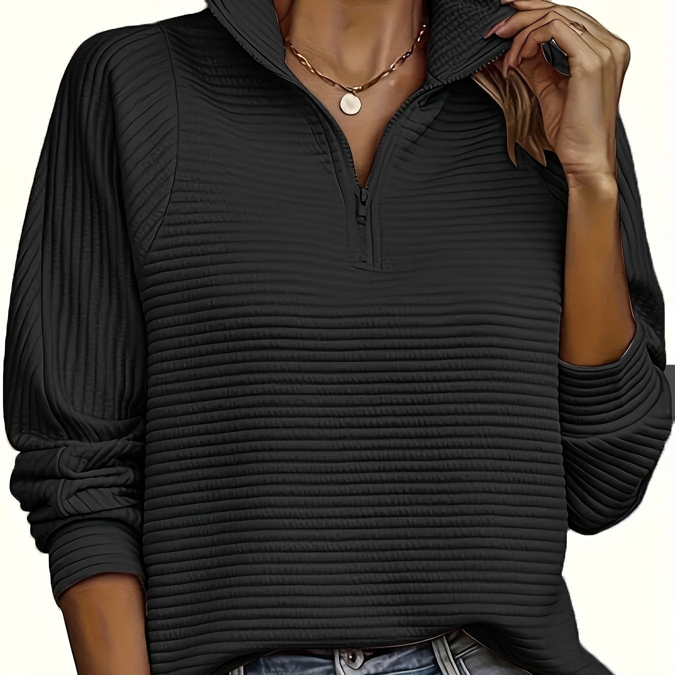 Camille - Sweat Chic Col Zippé Texturé