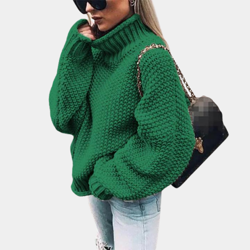 Nathalie - Pull Élégant Oversize Col Roulé