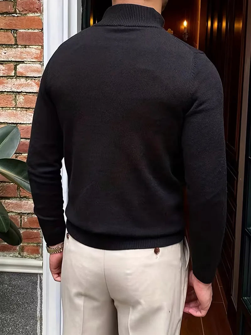 Christophe - Pull Élégant Ajusté Col Montant