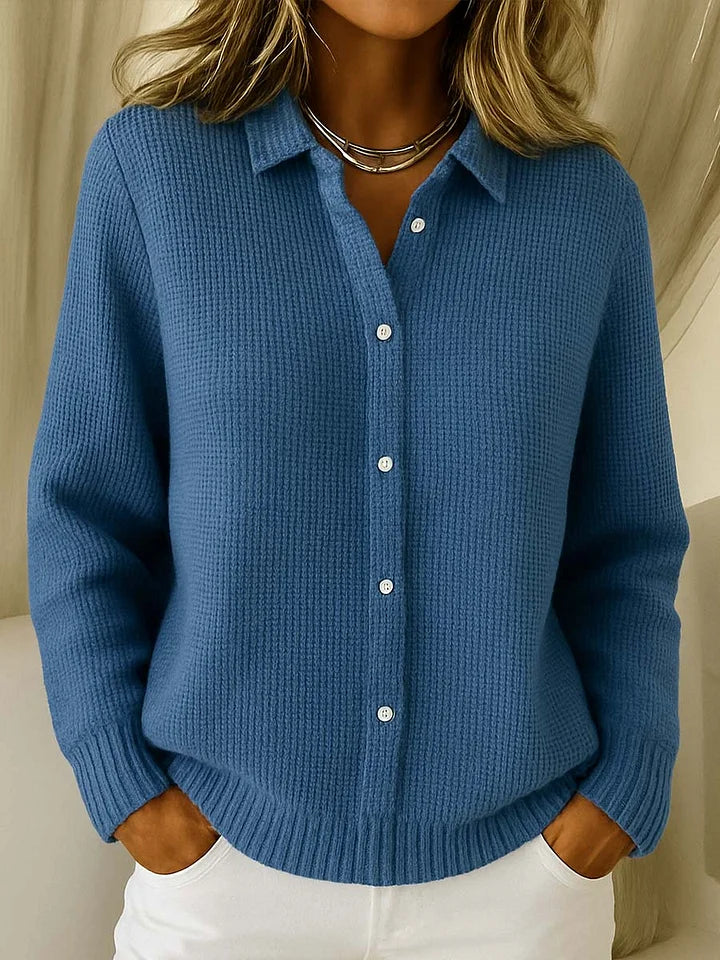 Nathalie - Gilet Élégant Maille Col Boutonné
